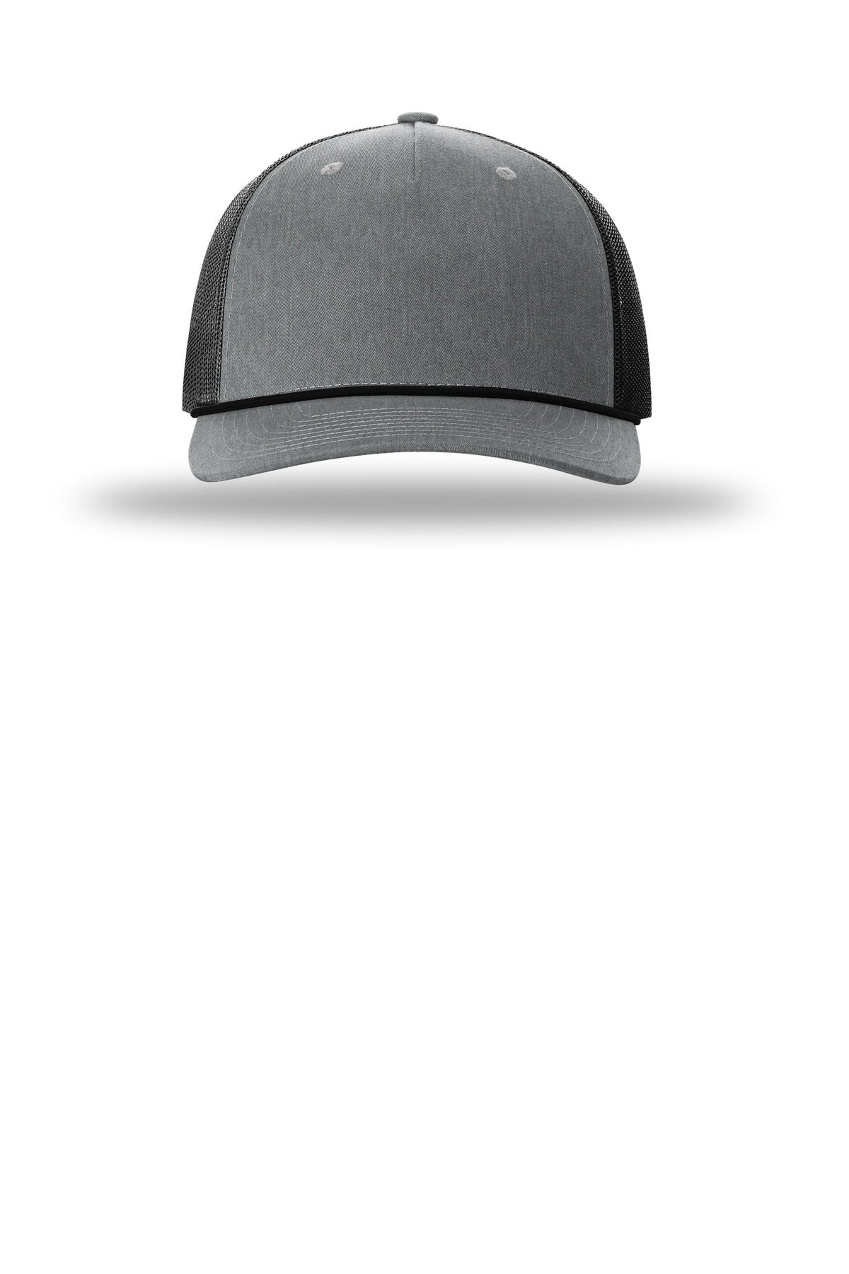 Richardson Five-Panel with Rope - Heather Grey/ Black/ Black - flat front