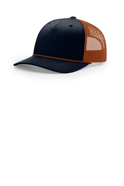 Richardson Five-Panel with Rope - Navy/ Dark Orange/ Dark Orange - front