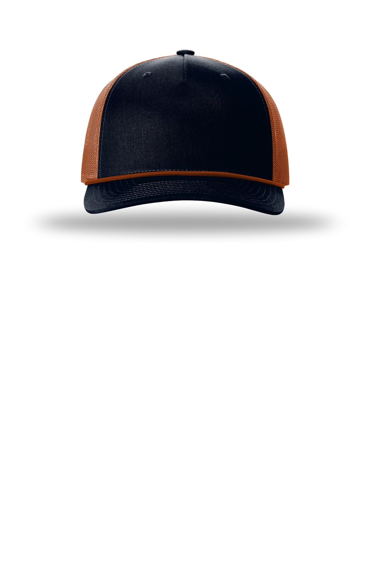 Richardson Five-Panel with Rope - Navy/ Dark Orange/ Dark Orange - flat front