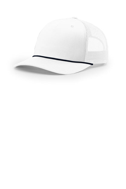Richardson Five-Panel with Rope - White/ Navy - front