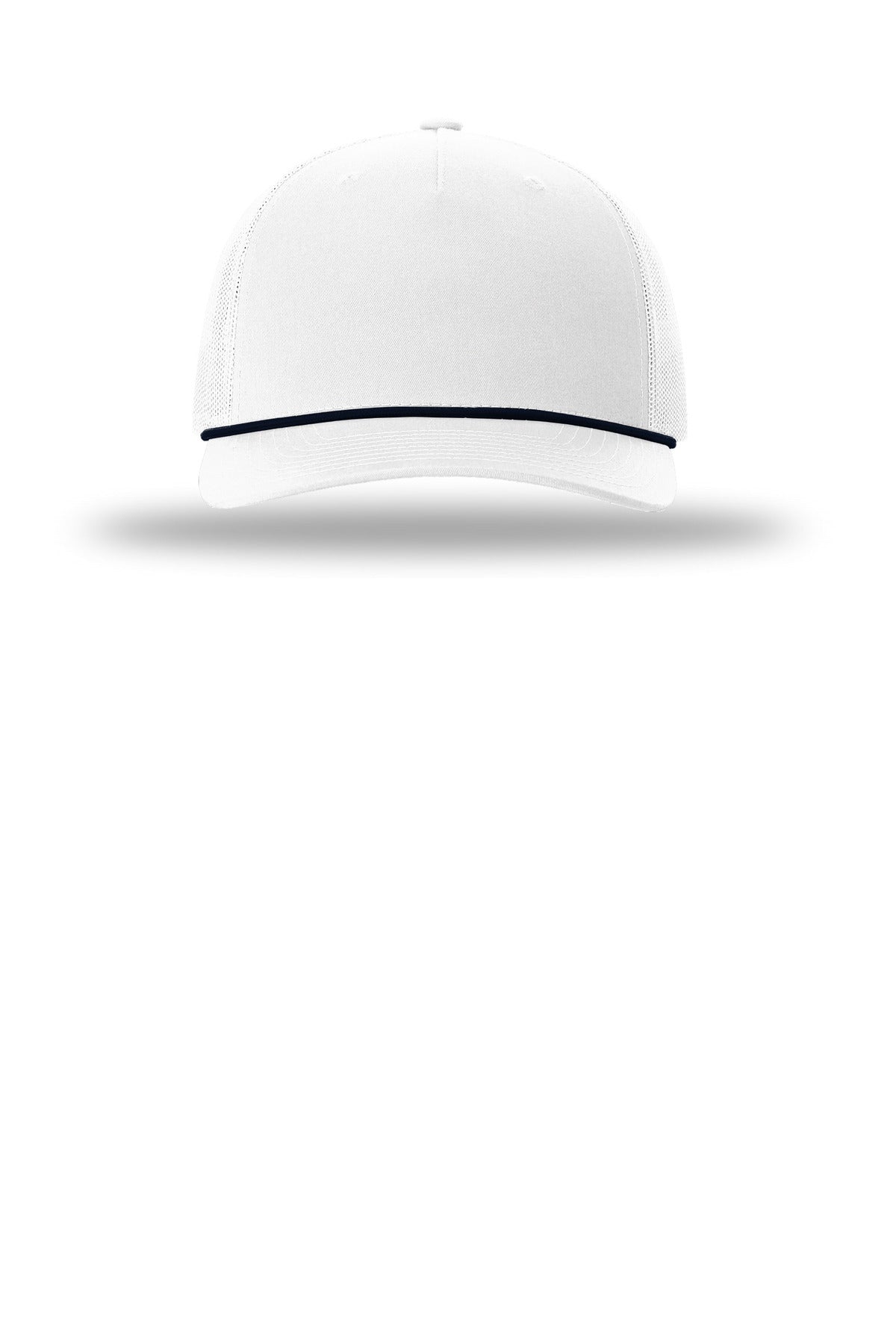 Richardson Five-Panel with Rope - White/ Navy - flat front