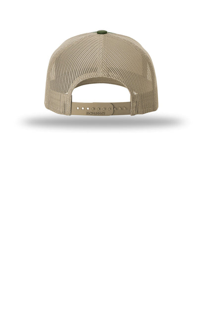 Richardson Five-Panel Trucker - Army Olive/ Tan - flat back