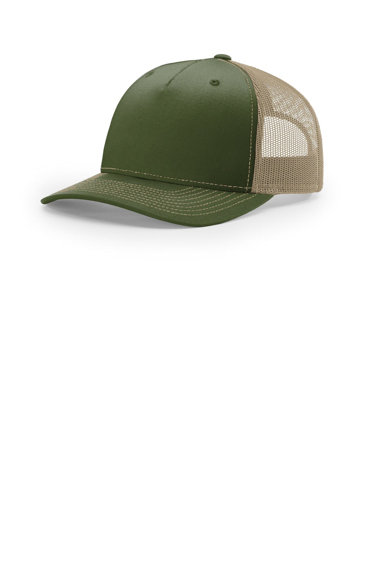 Richardson Five-Panel Trucker - Army Olive/ Tan - front