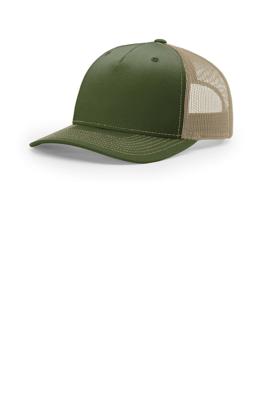 Richardson Five-Panel Trucker - Army Olive/ Tan - front