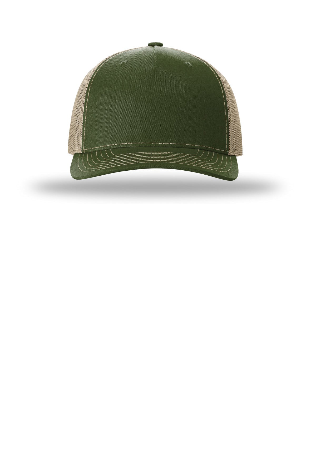 Richardson Five-Panel Trucker - Army Olive/ Tan - flat front