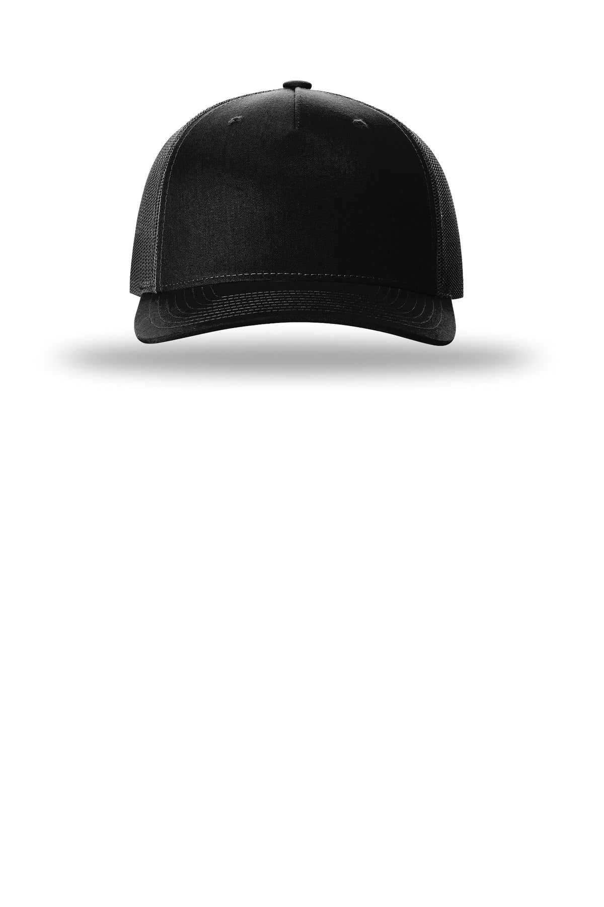 Richardson Five-Panel Trucker - Black - flat front