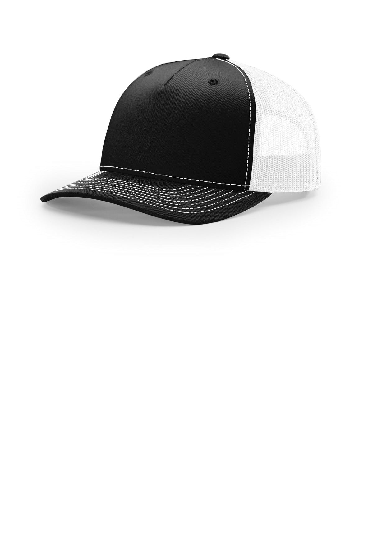 Richardson Five-Panel Trucker - Black/ White - front