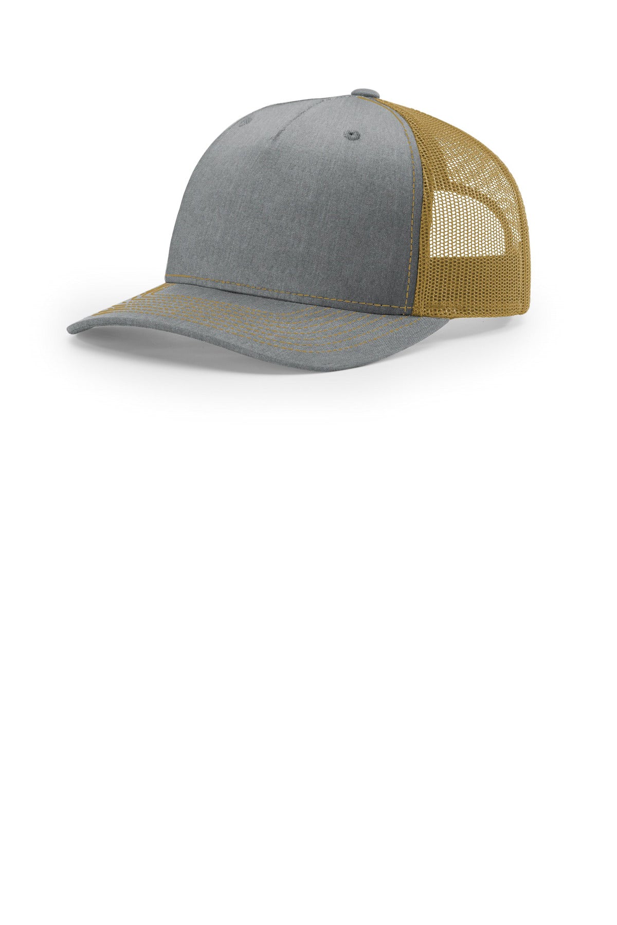 Richardson Five-Panel Trucker - Heather Grey/ Amber Gold - front