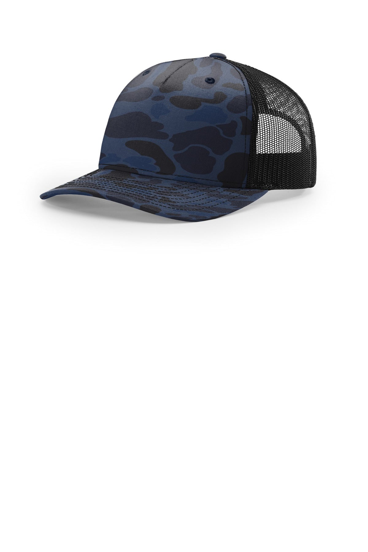 Richardson Printed Five-Panel Trucker - Admiral Duck Camo/ Black - front