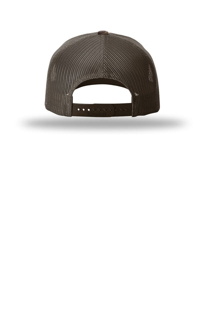 Richardson Printed Five-Panel Trucker - Bark Duck Camo/ Brown - flat back
