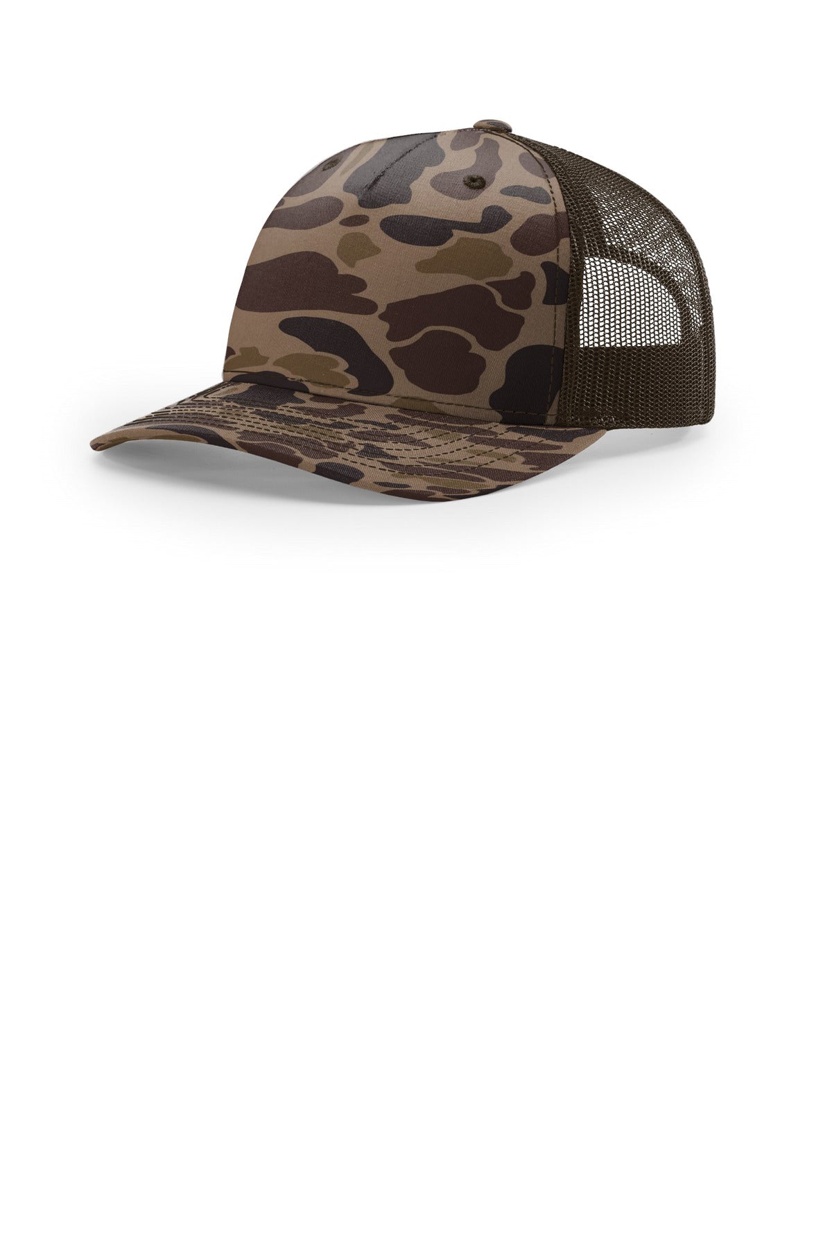 Richardson Printed Five-Panel Trucker - Bark Duck Camo/ Brown - front
