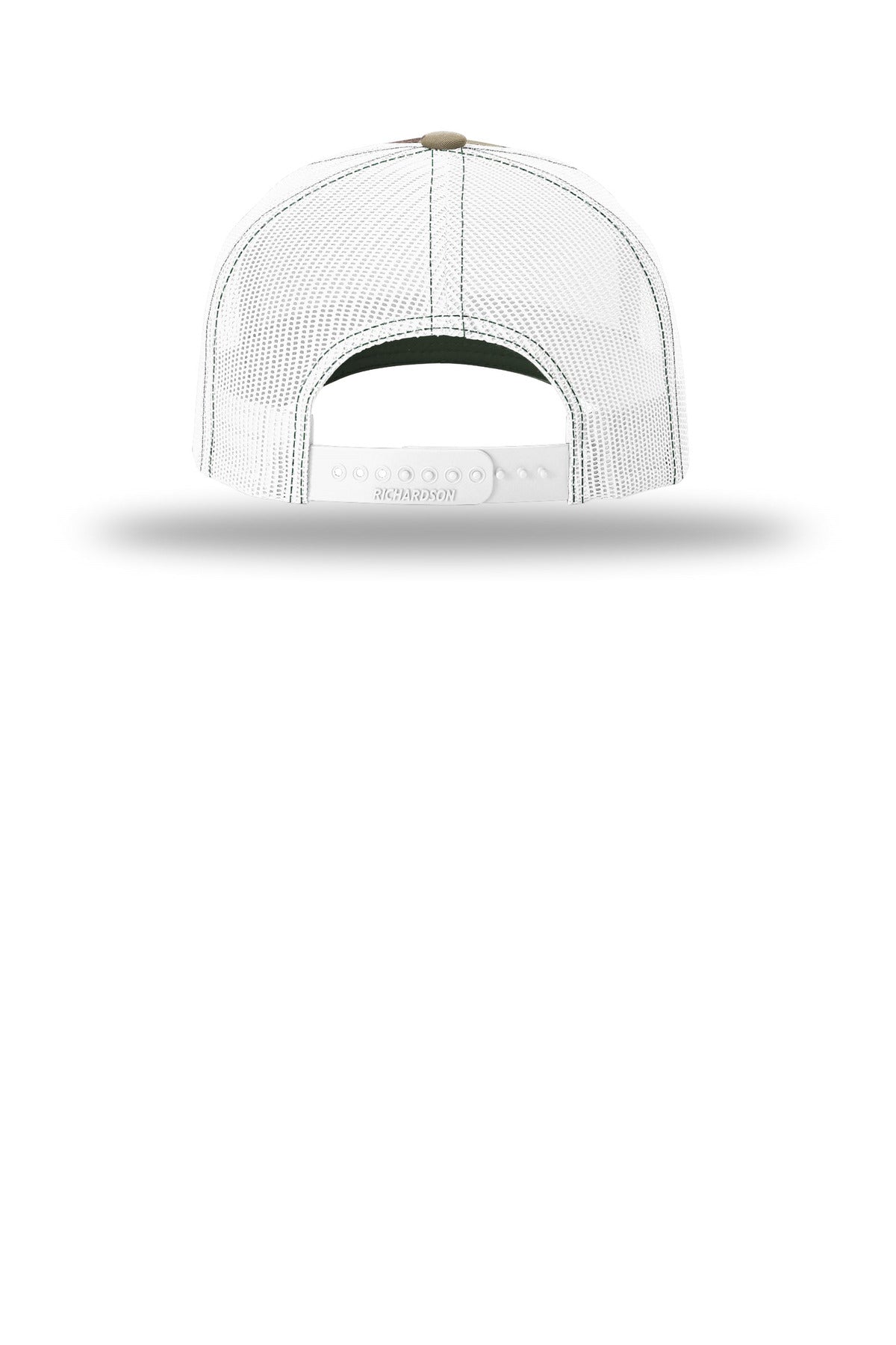 Richardson Printed Five-Panel Trucker - Green Camo/ White - flat back