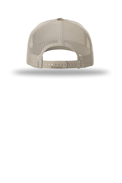 Richardson Printed Five-Panel Trucker - Harvest Duck Camo/ Light Tan - flat back