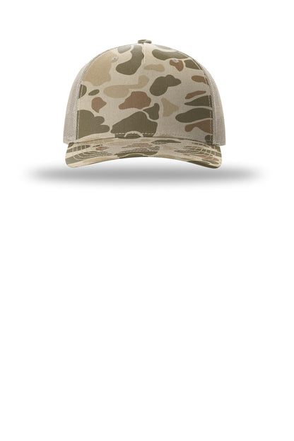 Richardson Printed Five-Panel Trucker - Harvest Duck Camo/ Light Tan - flat front