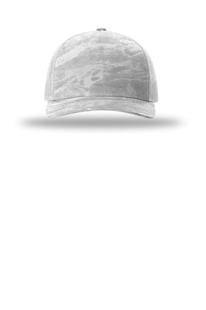 Richardson Printed Five-Panel Trucker - Mossy Oak Elements Bonefish/ Light Grey - flat front