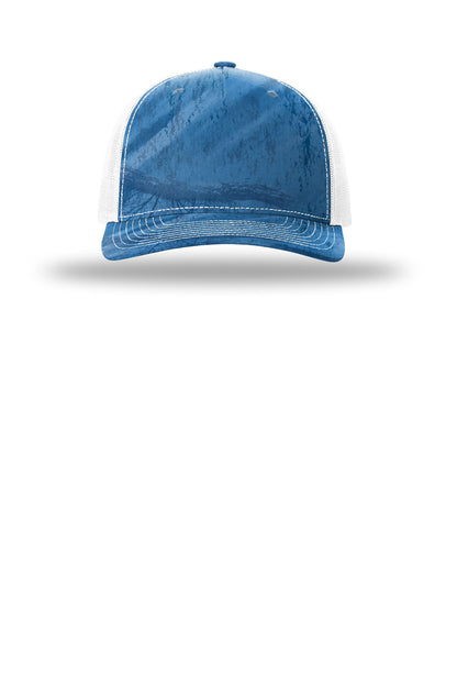 Richardson Printed Five-Panel Trucker - Realtree Fishing Light Blue/ White - flat front