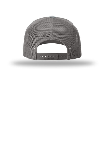 Richardson Printed Five-Panel Trucker - Saltwater Duck Camo/ Charcoal - flat back