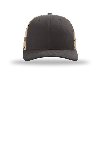 Richardson Printed Mesh Trucker - Brown/ Desert Camo - flat front