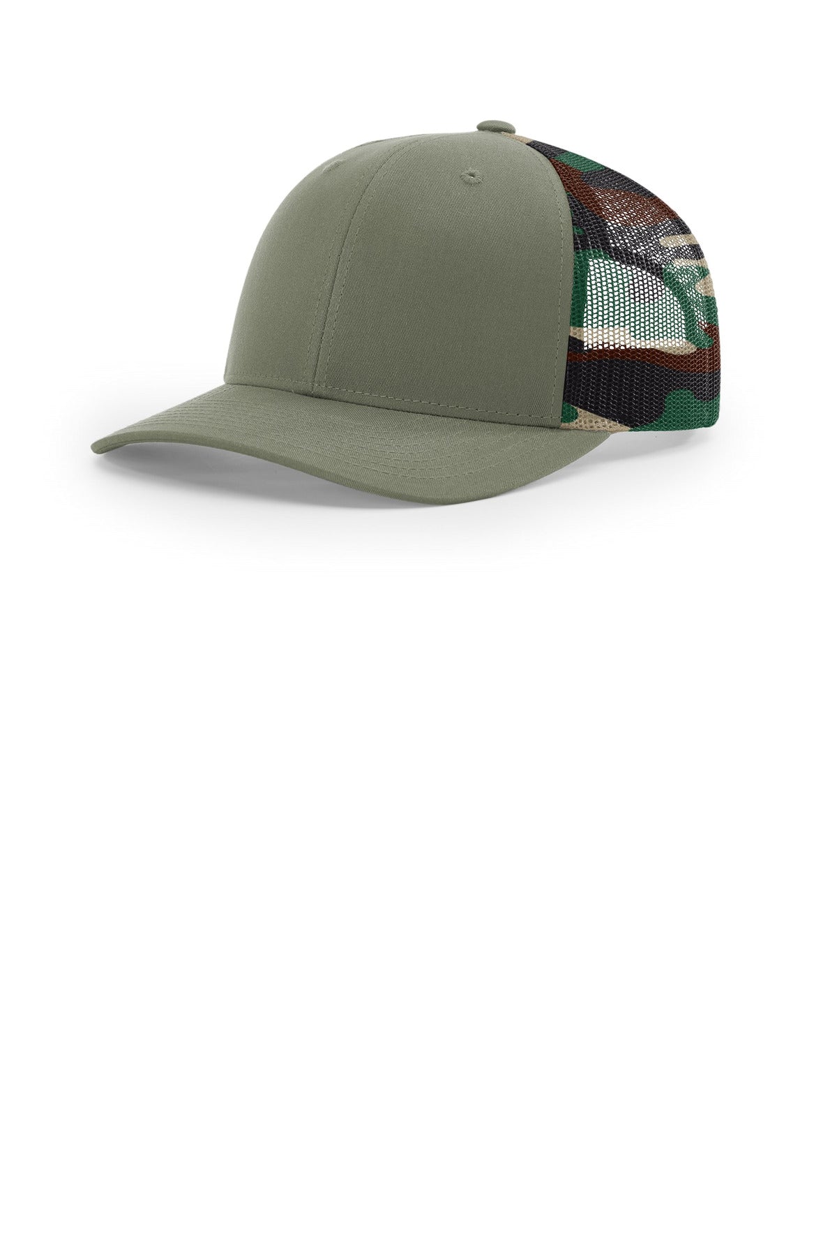 Richardson Printed Mesh Trucker - Loden/ Green Camo - front