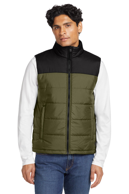 The North Face Everyday Insulated Vest in Burnt Olive Green, front on model