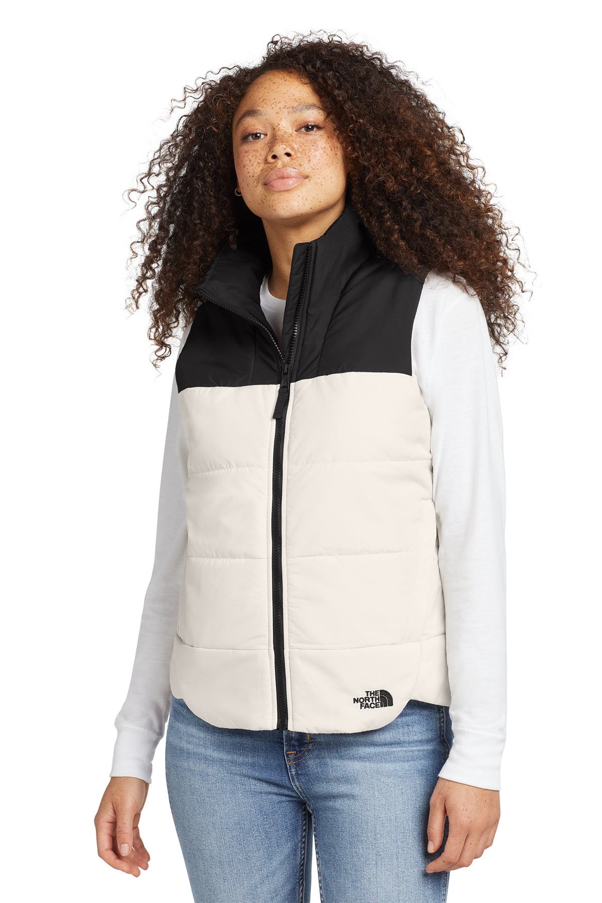 The North Face Women's Everyday Insulated Vest in Vintage White, front on model