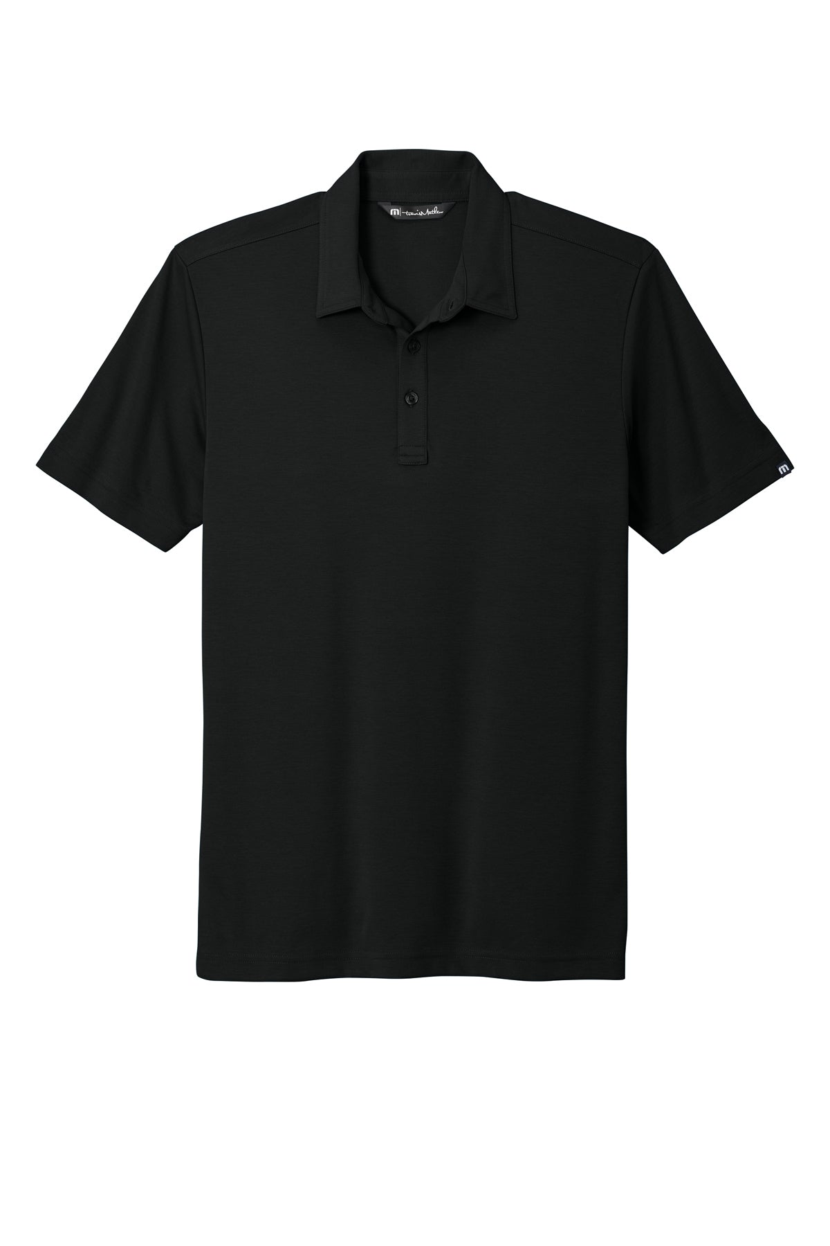 TravisMathew Oceanside Solid Polo in Black, front flat