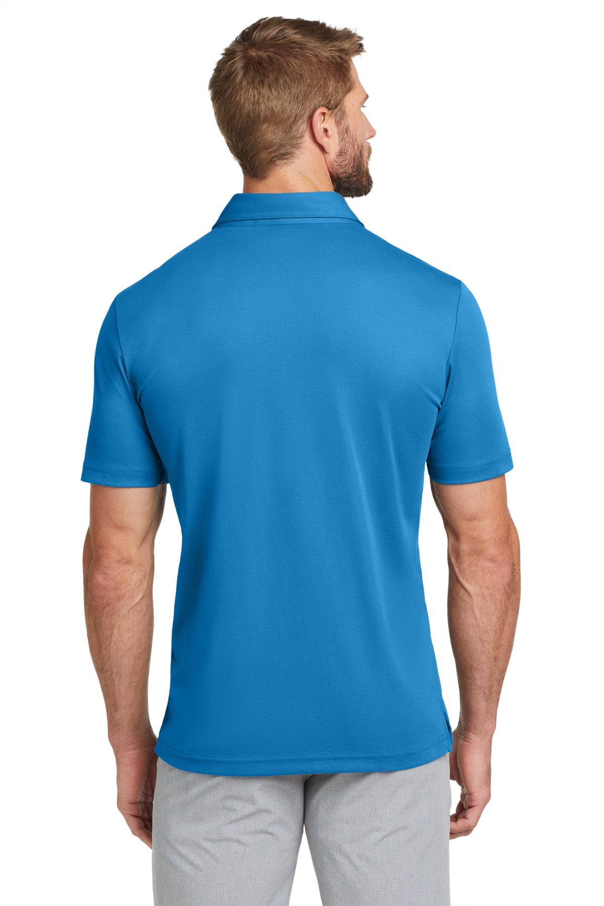 TravisMathew Oceanside Solid Polo in Classic Blue, back on model