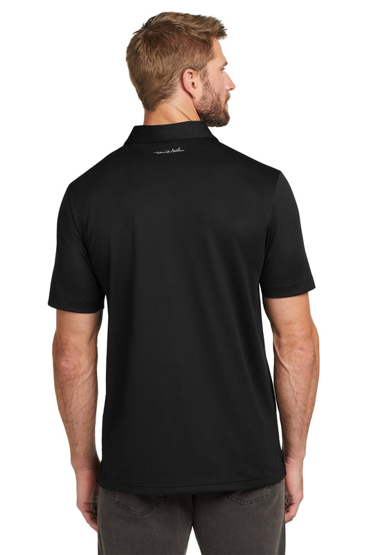 TravisMathew Cabana Chest Stripe Polo in Black, back on model