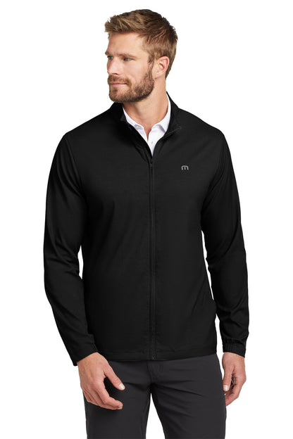 TravisMathew Surfside Full-Zip Jacket in Black, front on model