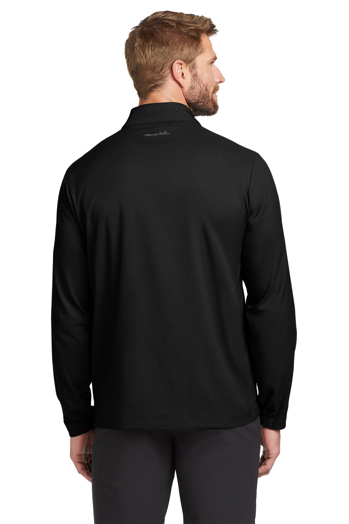 TravisMathew Surfside Full-Zip Jacket in Black, back on model