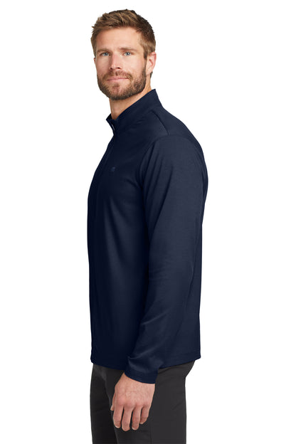 TravisMathew Surfside Full-Zip Jacket in Vintage Indigo/ Black, side on model