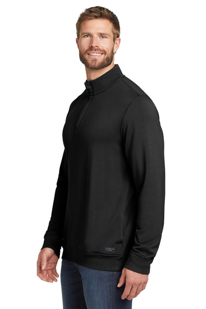 TravisMathew Newport 1/4-Zip Fleece in Black, side on model