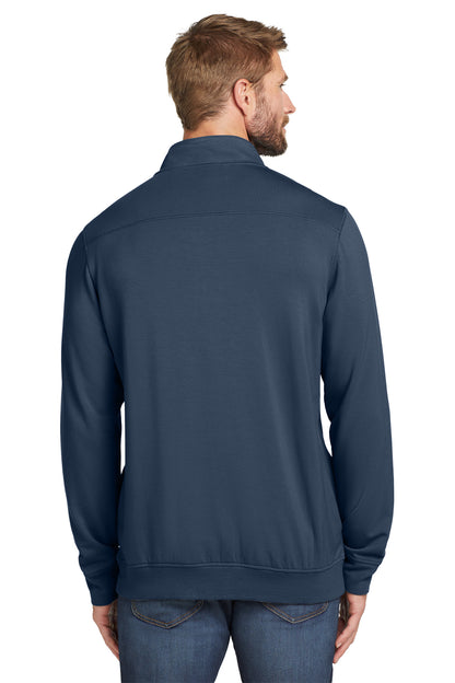 TravisMathew Newport 1/4-Zip Fleece in Blue Nights, back on model