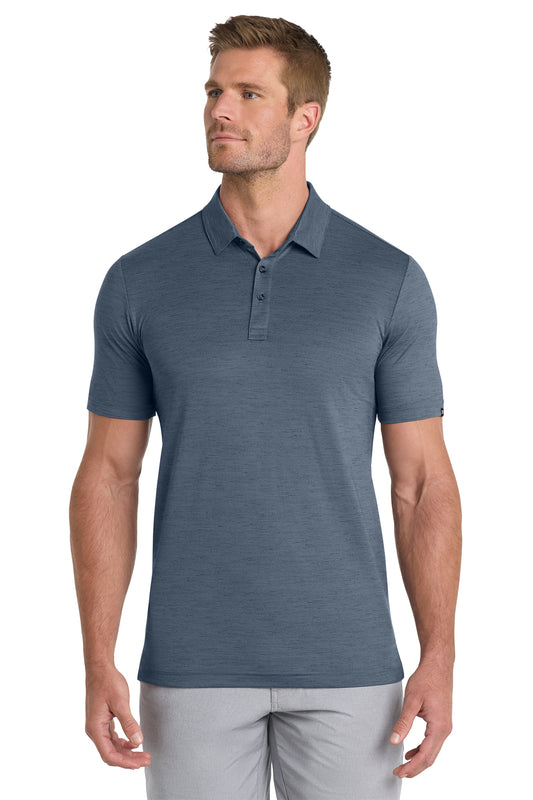 TravisMathew Auckland Slub Polo in Blue Nights, front on model