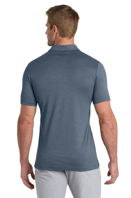 TravisMathew Auckland Slub Polo in Blue Nights, back on model