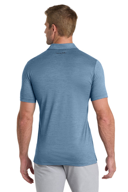 TravisMathew Auckland Slub Polo in Riviera Blue, back on model