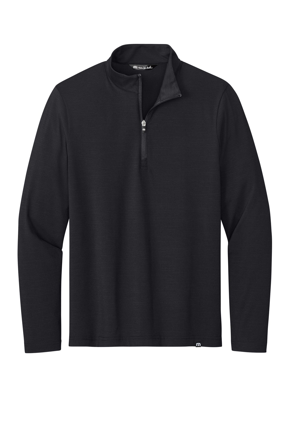 TravisMathew Crestview 1/4-Zip in Black, front flat