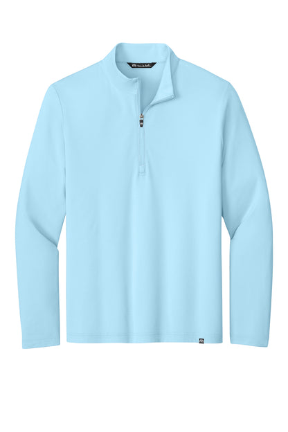 TravisMathew Crestview 1/4-Zip in Dream Blue, front flat