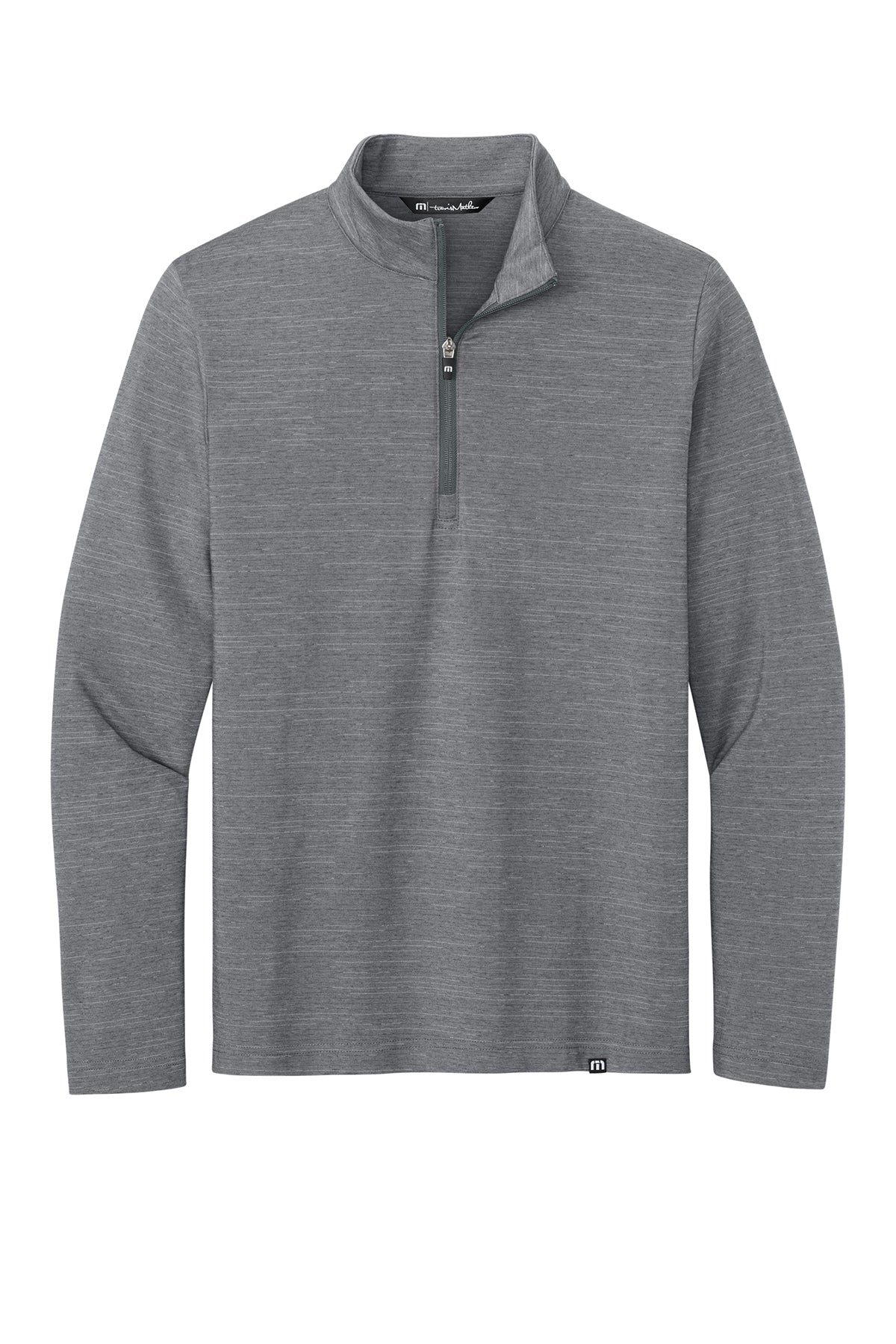 TravisMathew Crestview 1/4-Zip in Grey Heather, front flat