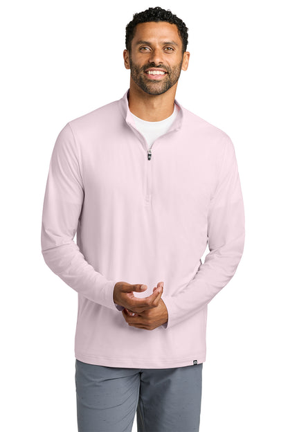 TravisMathew Crestview 1/4-Zip in Stone Pink, front on model