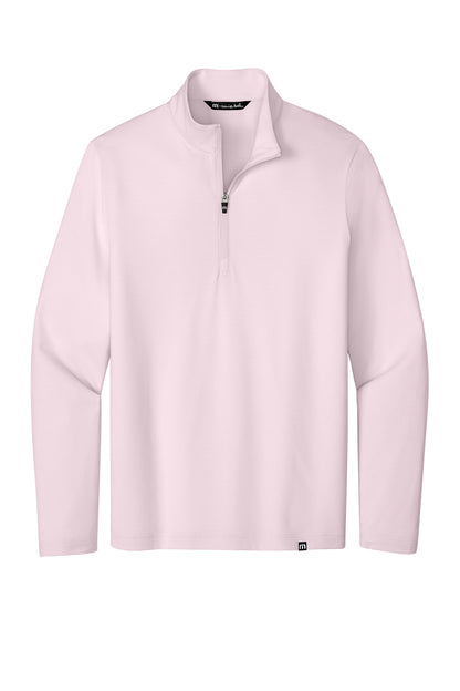 TravisMathew Crestview 1/4-Zip in Stone Pink, front flat