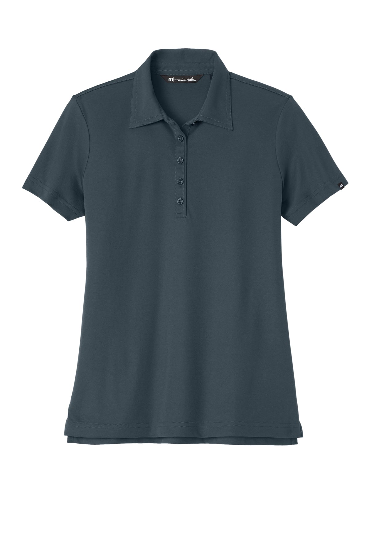 TravisMathew Women's Oceanside Solid Polo in Blue Nights, front flat