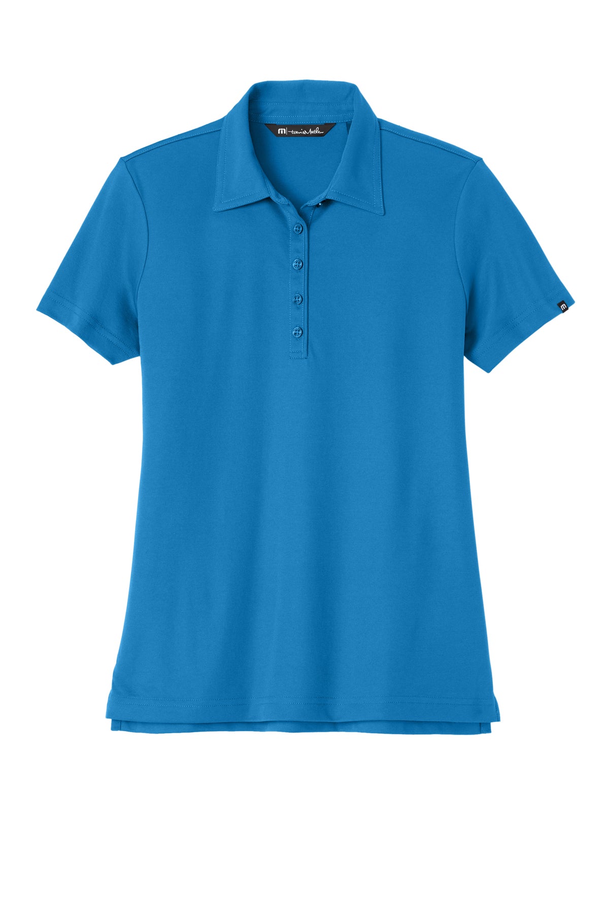 TravisMathew Women's Oceanside Solid Polo in Classic Blue, front flat