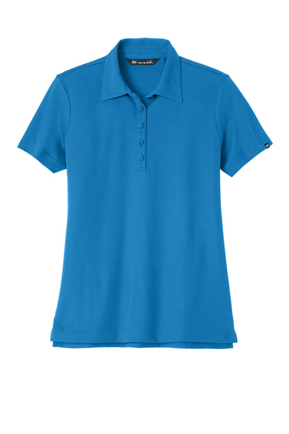 TravisMathew Women's Oceanside Solid Polo in Classic Blue, front flat