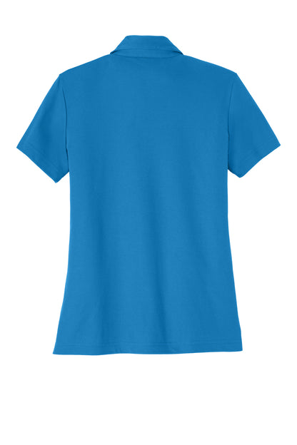 TravisMathew Women's Oceanside Solid Polo in Classic Blue, back flat