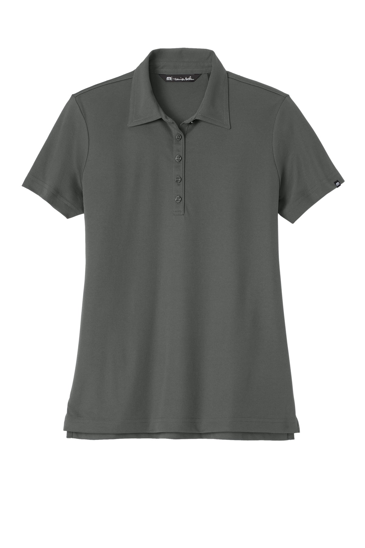 TravisMathew Women's Oceanside Solid Polo in Quiet Shade Grey, front flat