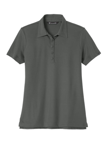 TravisMathew Women's Oceanside Solid Polo in Quiet Shade Grey, front flat