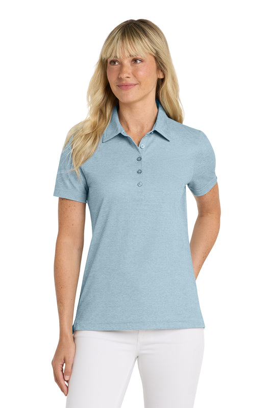 TravisMathew Women's Oceanside Heather Polo in Allure Heather, front on model