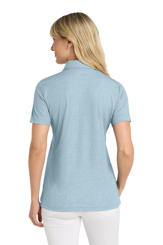 TravisMathew Women's Oceanside Heather Polo in Allure Heather, back on model