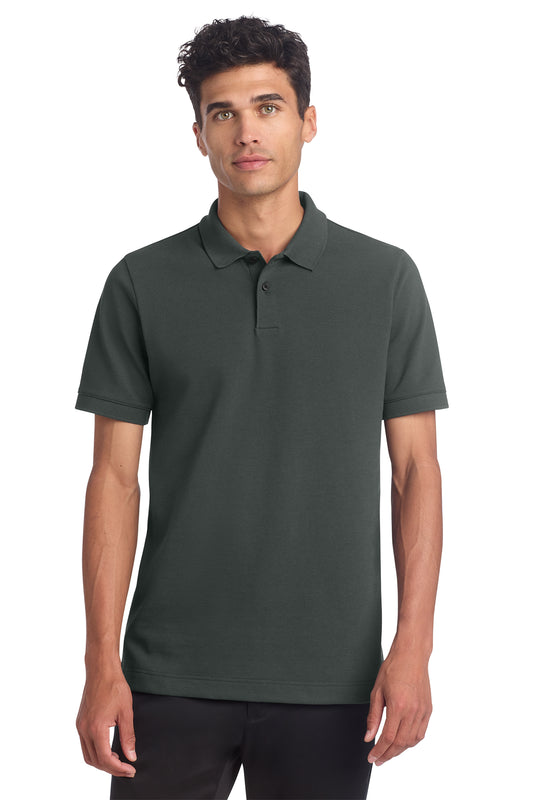 Mercer+Mettle Stretch Heavyweight Pique Polo in Anchor Grey, front on model